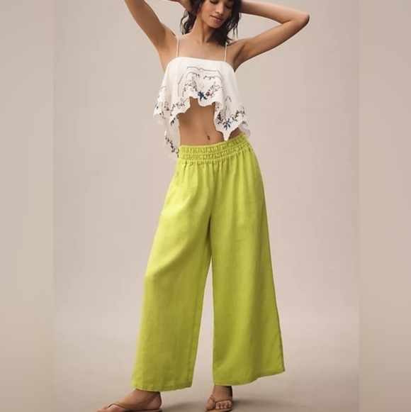 Anthropologie Pants - Anthropologie The Somerset Pull-On Pants: Linen Edition Wide Leg Size Small